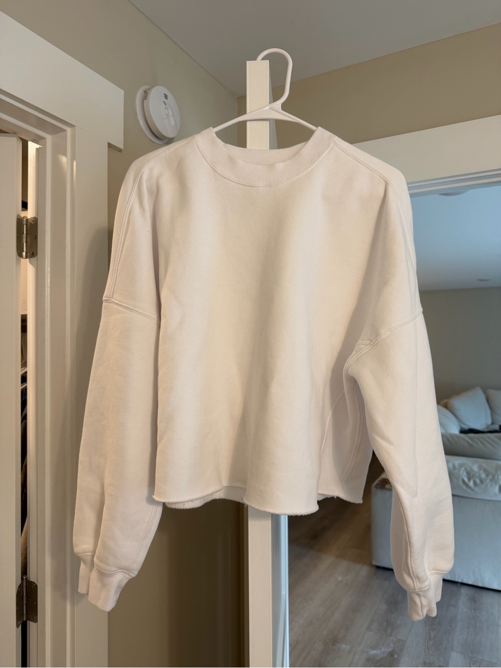 Abercrombie & Fitch White Crewneck A&F Soft Essentials Sweatshirt